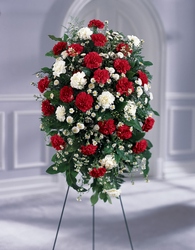 Crimson & White Standing Spray from Flowers by Ramon of Lawton, OK